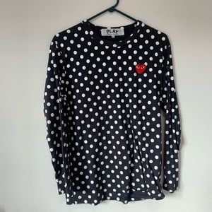 commes des garcons polka dot long sleeve tee